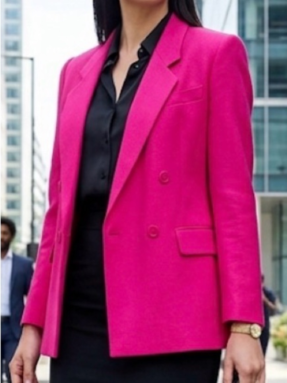 Vintage Hot Pink Evan-Picone Petites Double-Breasted Union Label Blazer 6 Career